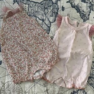 Floral and Pink Baby Rompers